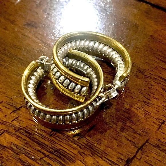 SILPADA Sterling Silver 925 Two Tone Hoop Earrings P0382 - Picture 15 of 16